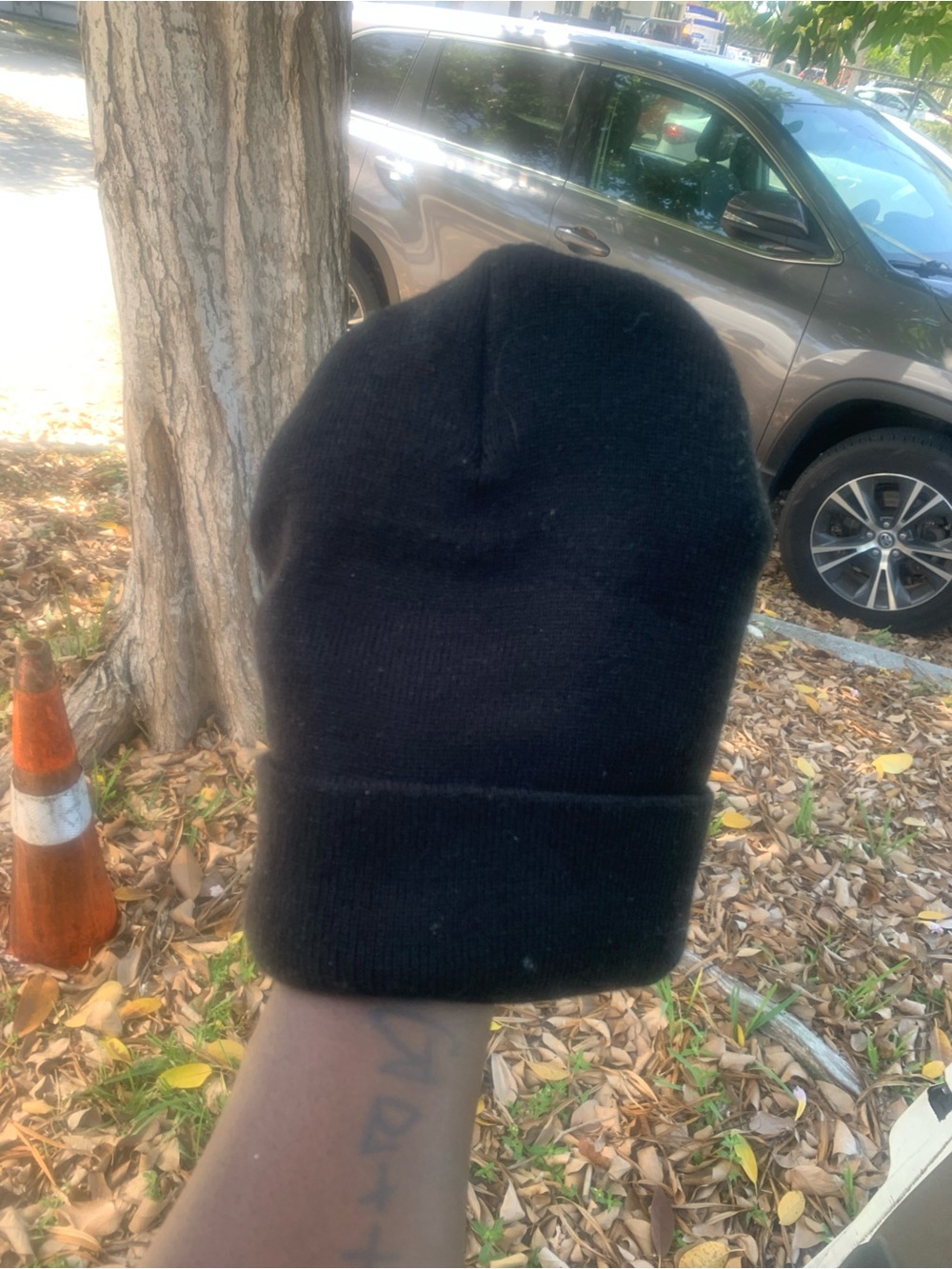 Carhartt Black Knit Cuffed Beanie with Yellow Logo Patch - Picture 4 of 5